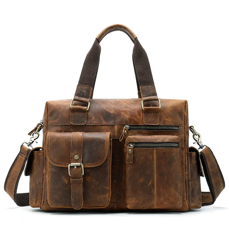 Retro Leather Men's Business Travel Duffel Bag
