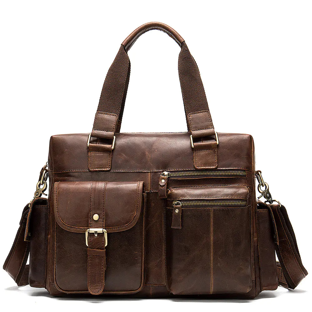 Retro Leather Men's Business Travel Duffel Bag