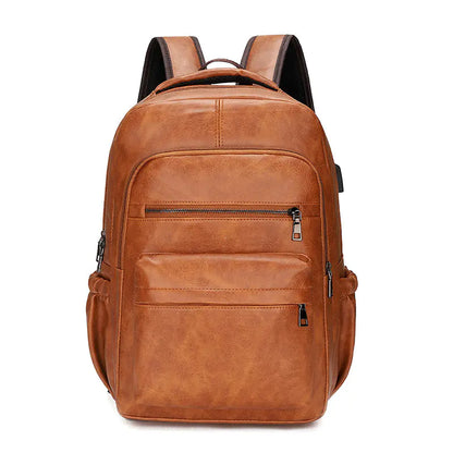 Retro Soft Leather Men's Backpack for Business Travel