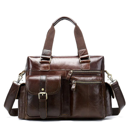 Retro Leather Men's Business Travel Duffel Bag